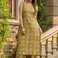 Stylish mustard Ajrakh block printed cotton kurta with matching pants (Sleeves Provided) - Hakoba Jacket optional