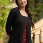 Elegant black hakoba & ajrakh jacket-style kurta - Ajrakh pants Optional