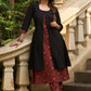 Elegant black hakoba & ajrakh jacket-style kurta - Ajrakh pants Optional