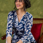 Blue Floral Summer Rayon Dress. Vibrant Blooms On A Soft Blue Canvas