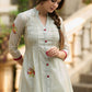 Hand-Embroidered fern chanderi kurta - Pants Optional