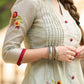 Hand-Embroidered fern chanderi kurta - Pants Optional