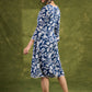 Blue Floral Summer Rayon Dress. Vibrant Blooms On A Soft Blue Canvas