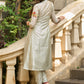 Hand-Embroidered fern chanderi kurta - Pants Optional