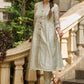 Hand-Embroidered fern chanderi kurta - Pants Optional