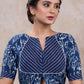 Trendy floral indigo combination blouse