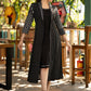 Black dress with striped front open jacket