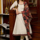 Off-white handloom kurta with contrast ajrakh highlights, paired with complementing pants - Patch work stole Optional