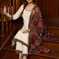 Off-white handloom kurta with contrast ajrakh highlights, paired with complementing pants - Patch work stole Optional