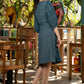 Trendy teal cotton ikat overlap dress