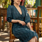 Trendy teal cotton ikat overlap dress