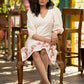 Beautiful ivory cotton dress with floral embroidery paired with matching shibori stole