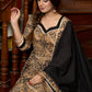 Black Kalamkari anarkali kurta with delicate lace highlights and matching pants - Dupatta Optional