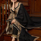 Black Kalamkari anarkali kurta with delicate lace highlights and matching pants - Dupatta Optional