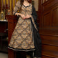 Black Kalamkari anarkali kurta with delicate lace highlights and matching pants - Dupatta Optional