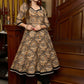 Black Kalamkari anarkali kurta with delicate lace highlights and matching pants - Dupatta Optional