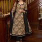 Black Kalamkari anarkali kurta with delicate lace highlights and matching pants - Dupatta Optional