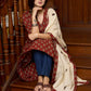 Smart maroon printed cotton kurta, perfectly paired with an exquisite appliqué work stole - Pants Optional