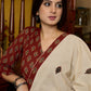 Smart maroon printed cotton kurta, perfectly paired with an exquisite appliqué work stole - Pants Optional