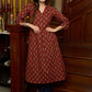 Smart maroon printed cotton kurta, perfectly paired with an exquisite appliqué work stole - Pants Optional