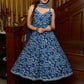 Stylish sleeveless indigo anarkali kurta paired with a matching mul dupatta - Pants Optional