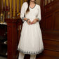 Elegant off-white cotton kurta adorned with intricate embroidery complimeted by matching pants - Dupatta Optional