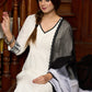 Elegant off-white cotton kurta adorned with intricate embroidery complimeted by matching pants - Dupatta Optional