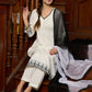 Elegant off-white cotton kurta adorned with intricate embroidery complimeted by matching pants - Dupatta Optional
