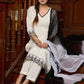 Elegant off-white cotton kurta adorned with intricate embroidery complimeted by matching pants - Dupatta Optional