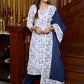 Elegant white Hakoba printed kurta, with delicate lace accents paired with matching Pants - Dupatta optional