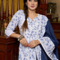 Elegant white Hakoba printed kurta, with delicate lace accents paired with matching Pants - Dupatta optional