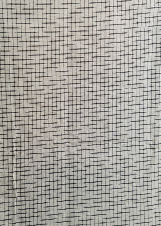White Pure Cotton Ikat Fabric