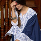 Elegant white Hakoba printed kurta, with delicate lace accents paired with matching Pants - Dupatta optional