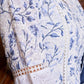 Elegant white Hakoba printed kurta, with delicate lace accents paired with matching Pants - Dupatta optional