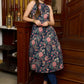 Comfortable and smart halter neck blue printed cotton kurta - Pants Optional