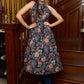 Comfortable and smart halter neck blue printed cotton kurta - Pants Optional