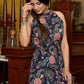 Comfortable and smart halter neck blue printed cotton kurta - Pants Optional