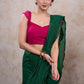 Stylish dark pink georgette blouse with frill sleeves