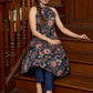 Comfortable and smart halter neck blue printed cotton kurta - Pants Optional