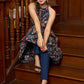 Comfortable and smart halter neck blue printed cotton kurta - Pants Optional