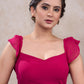 Stylish dark pink georgette blouse with frill sleeves