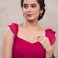 Stylish dark pink georgette blouse with frill sleeves