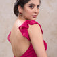 Stylish dark pink georgette blouse with frill sleeves