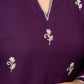 Exquisite hand-embroidered purple rayon kurta with matching pants - Dupatta Optional