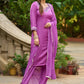 Delicate light purple hand-embroidered modal kurta with matching pants - Dupatta Optional