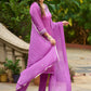 Delicate light purple hand-embroidered modal kurta with matching pants - Dupatta Optional