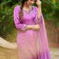 Delicate light purple hand-embroidered modal kurta with matching pants - Dupatta Optional