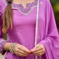 Delicate light purple hand-embroidered modal kurta with matching pants - Dupatta Optional