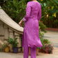 Delicate light purple hand-embroidered modal kurta with matching pants - Dupatta Optional