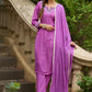 Delicate light purple hand-embroidered modal kurta with matching pants - Dupatta Optional